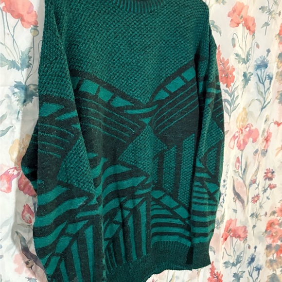 Vintage Mäser  Green Crewneck Geometric Sweater - Picture 3 of 10